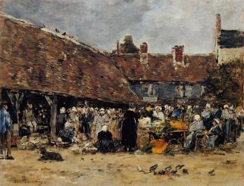 尤金 佈丹 Market at Trouville 尤金 佈丹 Market at Trouville